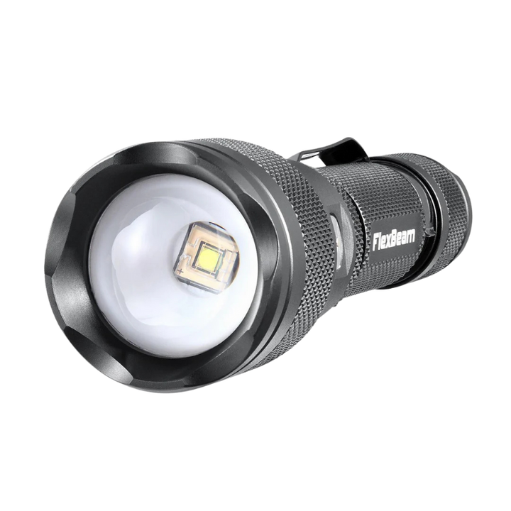 FlexBeam 1200LM Thread-Zoom Hunting Flashlight 700M Range | Black