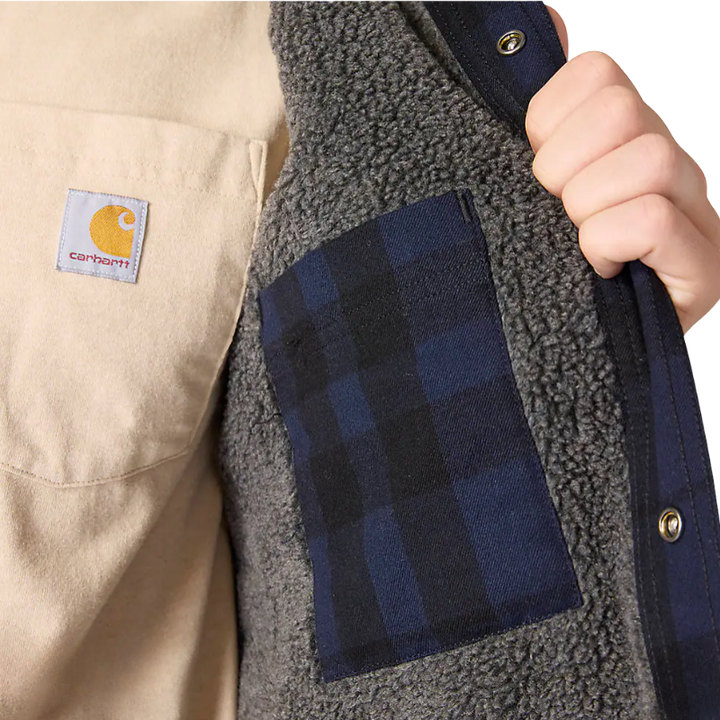 Relaxed Fit Flannel Sherpa-Lined Shirt Jac | Navy