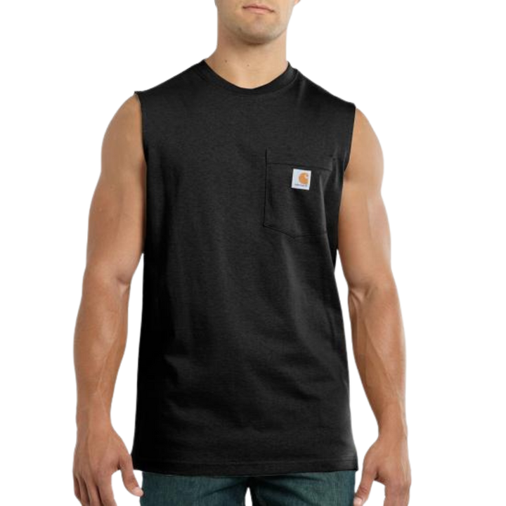 Sleeveless Pocket T-Shirt | Black, Heather Gray