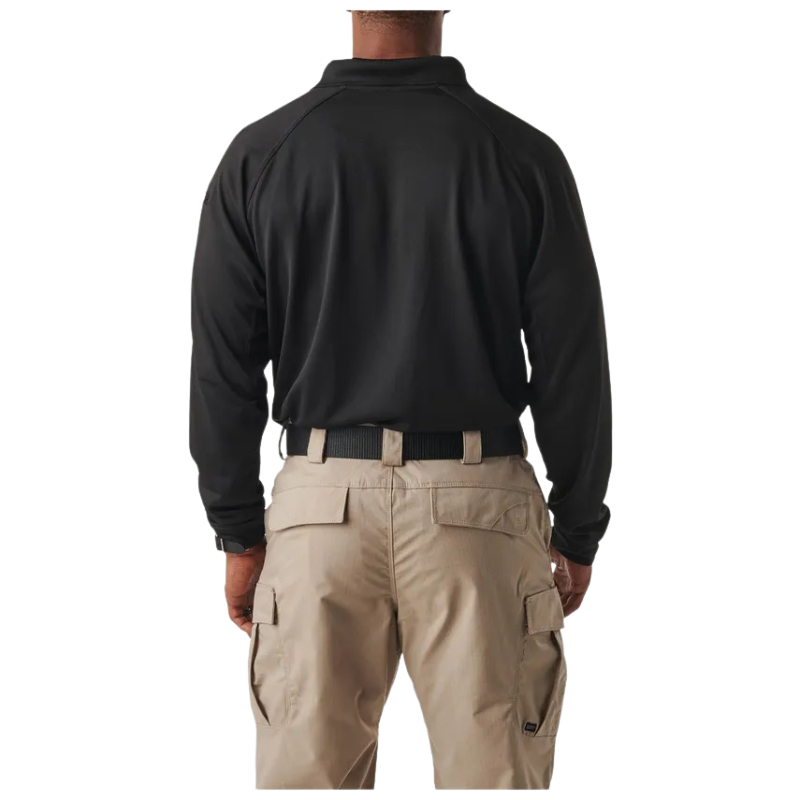 Men's Performance Long Sleeve Polo Shirt | Black
