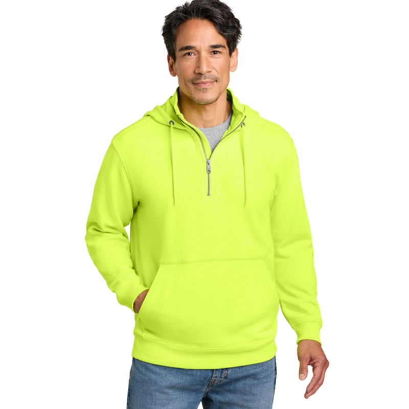 Tough Fleece 1/4-Zip Hoodie | Tundra Green, Bright Yellow