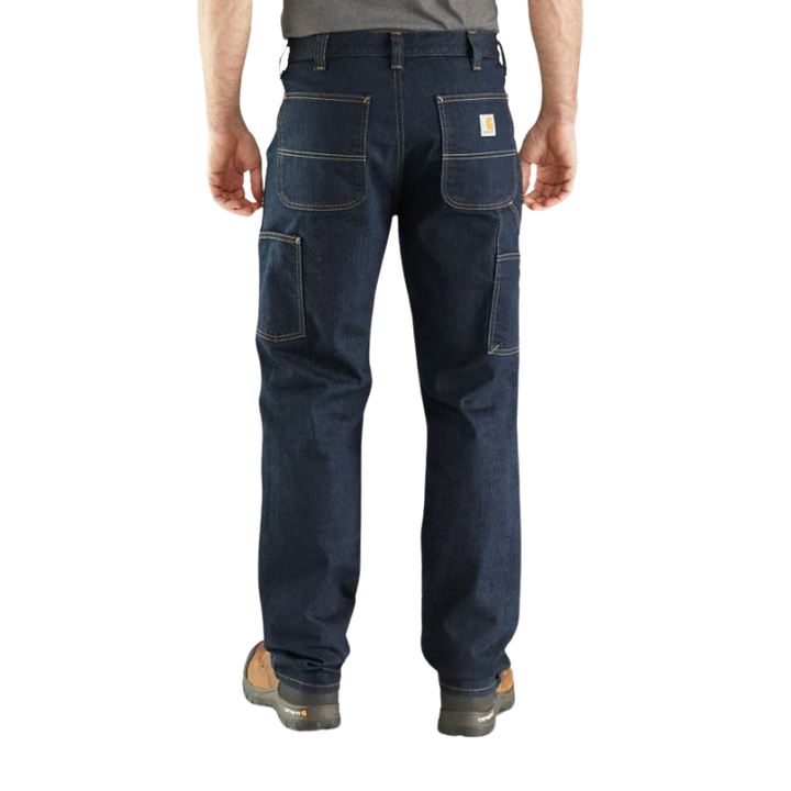 Relaxed Straight Rugged Flex Double-Front Denim Dungaree Pants | Erie