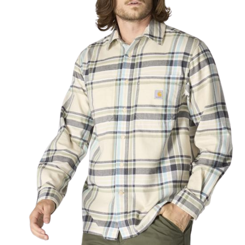 Rugged Flex Relaxed Fit Midweight Flannel Long-Sleeve Plaid Shirt | Oatmilk