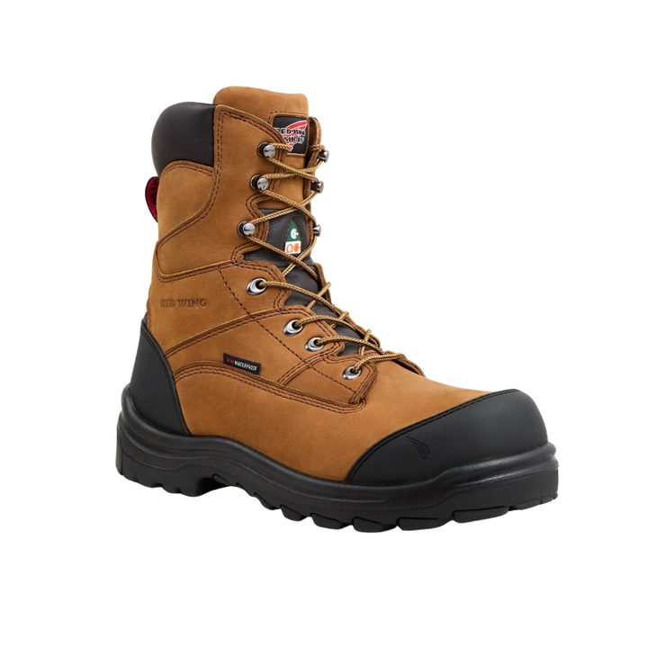 King Toe Men's 8" Waterproof CSA Safety Toe Boot | Brown/Black