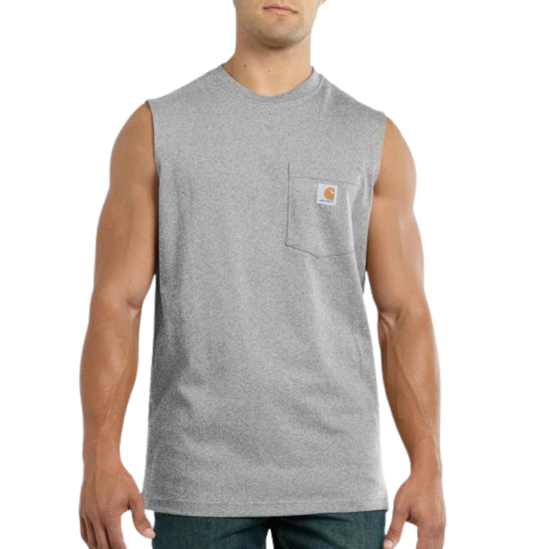 Sleeveless Pocket T-Shirt | Black, Heather Gray