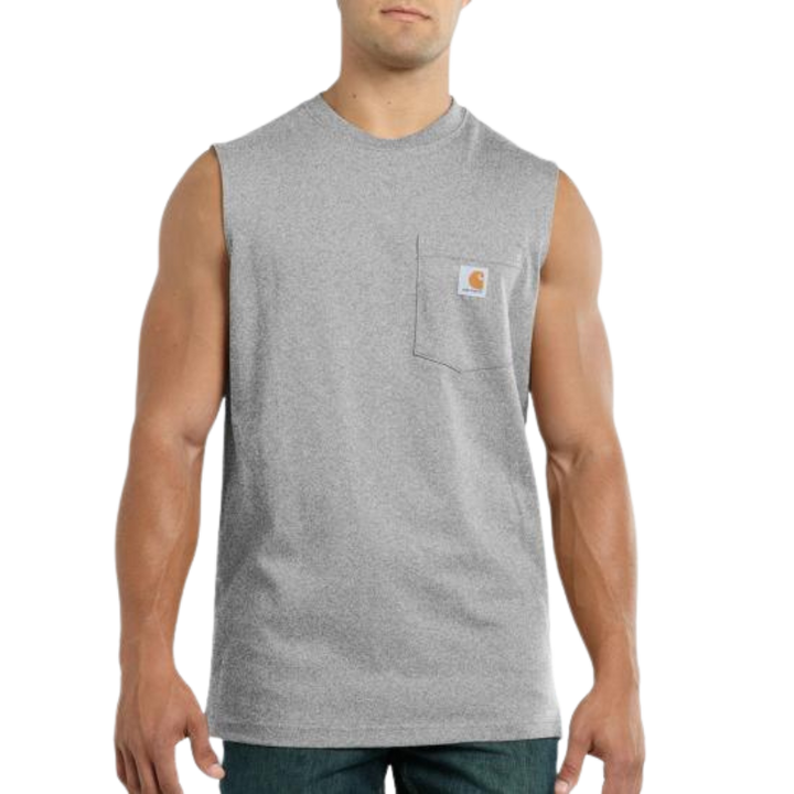 Sleeveless Pocket T-Shirt | Black, Heather Gray