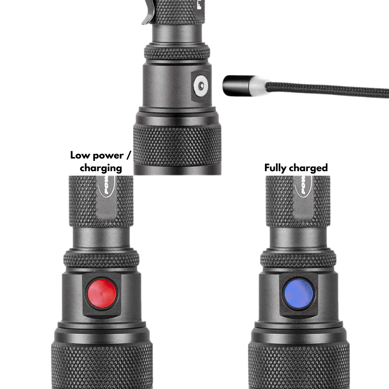 FlexBeam 1200LM Thread-Zoom Hunting Flashlight 700M Range | Black