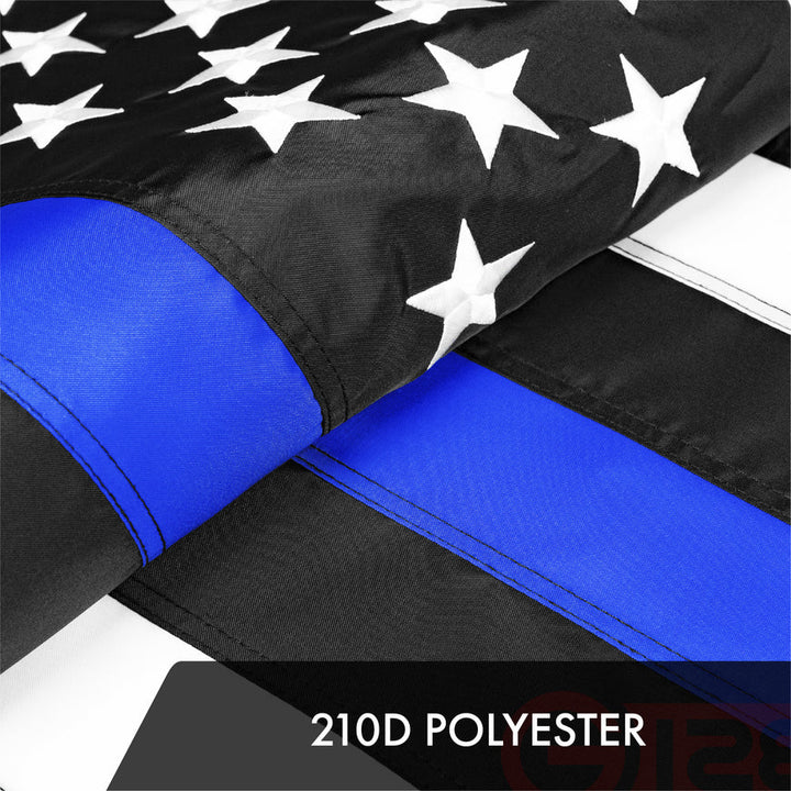 Embroidered 300D Polyester Thin Blue Line Flag