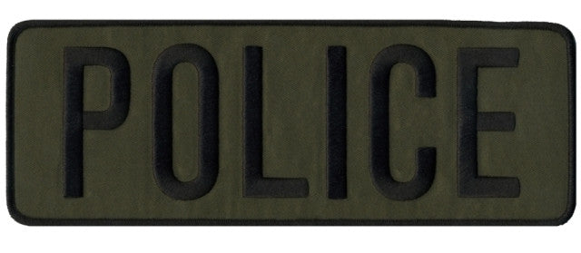 Police Back Patch, Black/O.D, 11X4" - Sew On Backing