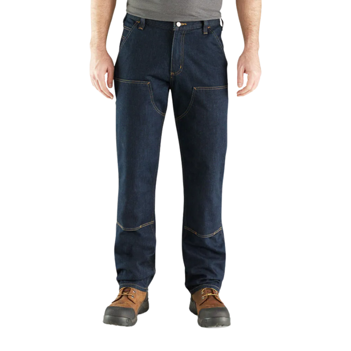 Relaxed Straight Rugged Flex Double-Front Denim Dungaree Pants | Erie