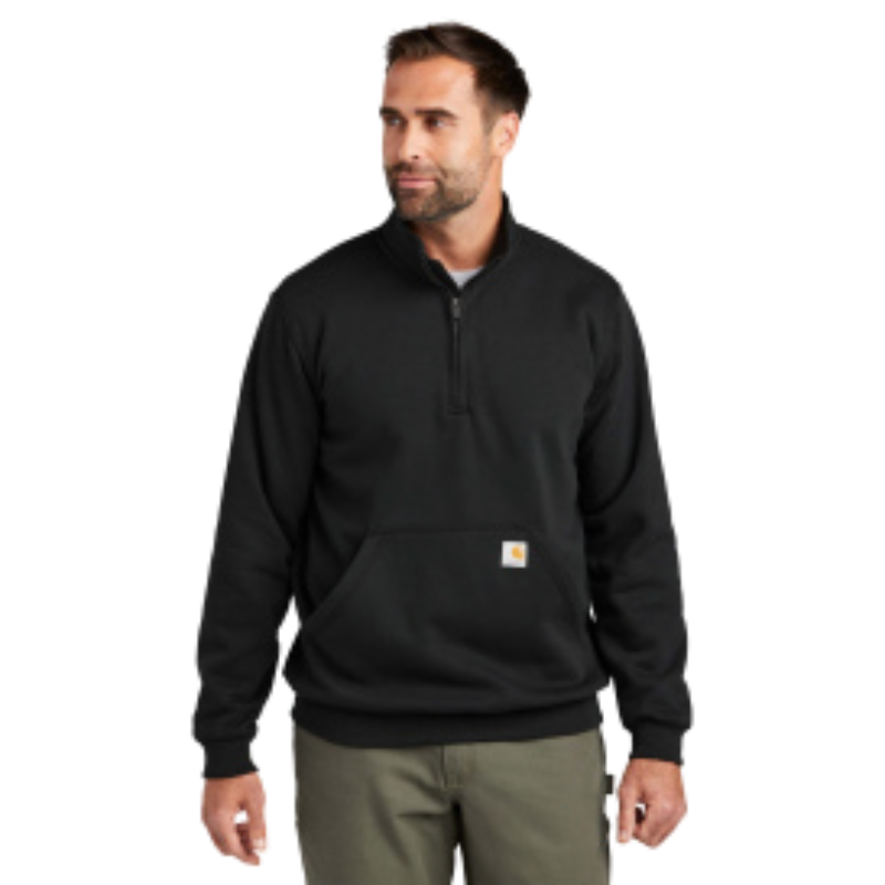 Loose Fit Midweight Quarter-Zip Mock-Neck Sweatshirt | Black, Navy