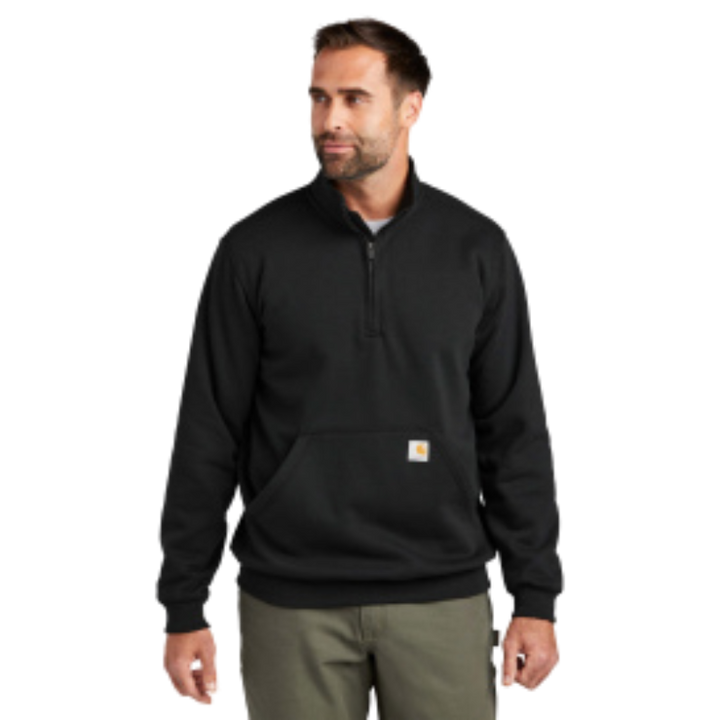 Loose Fit Midweight Quarter-Zip Mock-Neck Sweatshirt | Black, Navy