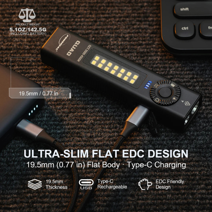 QUAD 2000 Lumen 4/1 Flat Design Flashlight