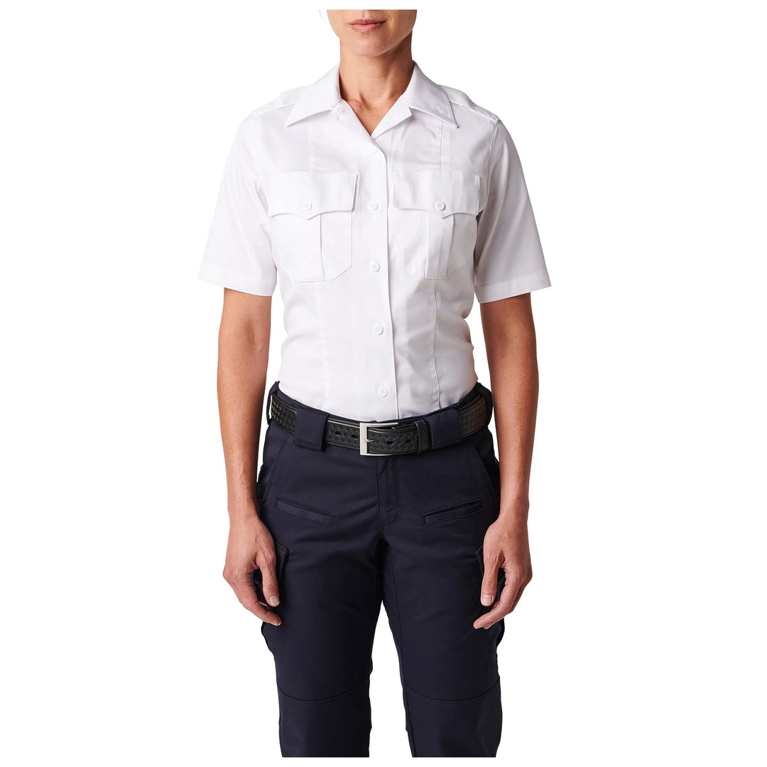 Women's NYPD Stryke Twill Short Sleeve Shirt | White