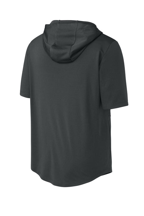 Topline Adult Baseball Short Sleeve Hoodie  | Grey or Black | 3 Line Logo