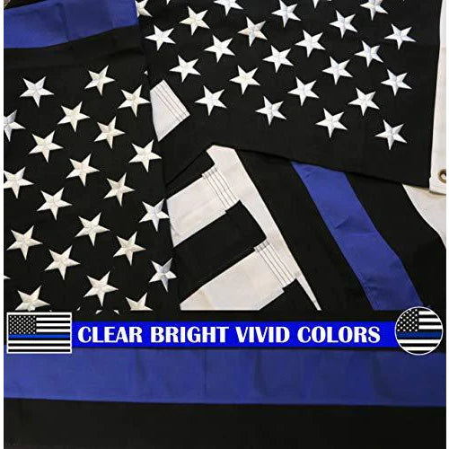 Thin Blue Line Flag 220gsm Embroidered Spun Polyester 3x5 Ft