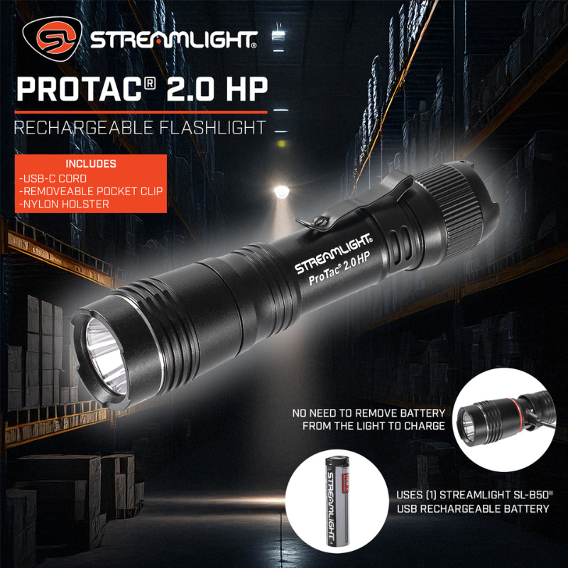 Protac 2.0 HP High-Performance Rechargeable Flashlight | Black