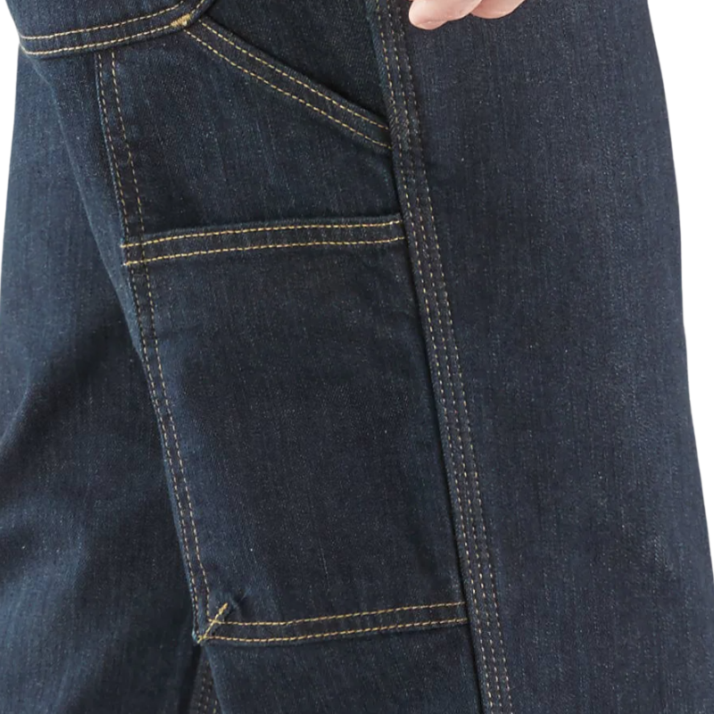 Relaxed Straight Rugged Flex Double-Front Denim Dungaree Pants | Erie