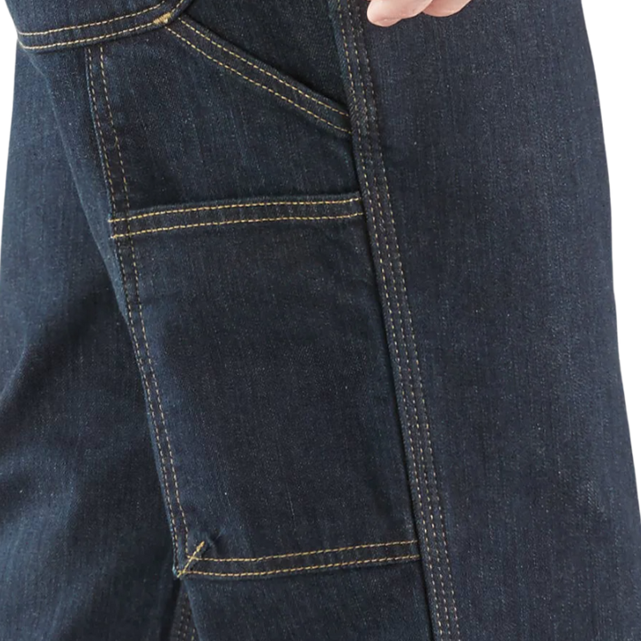 Relaxed Straight Rugged Flex Double-Front Denim Dungaree Pants | Erie