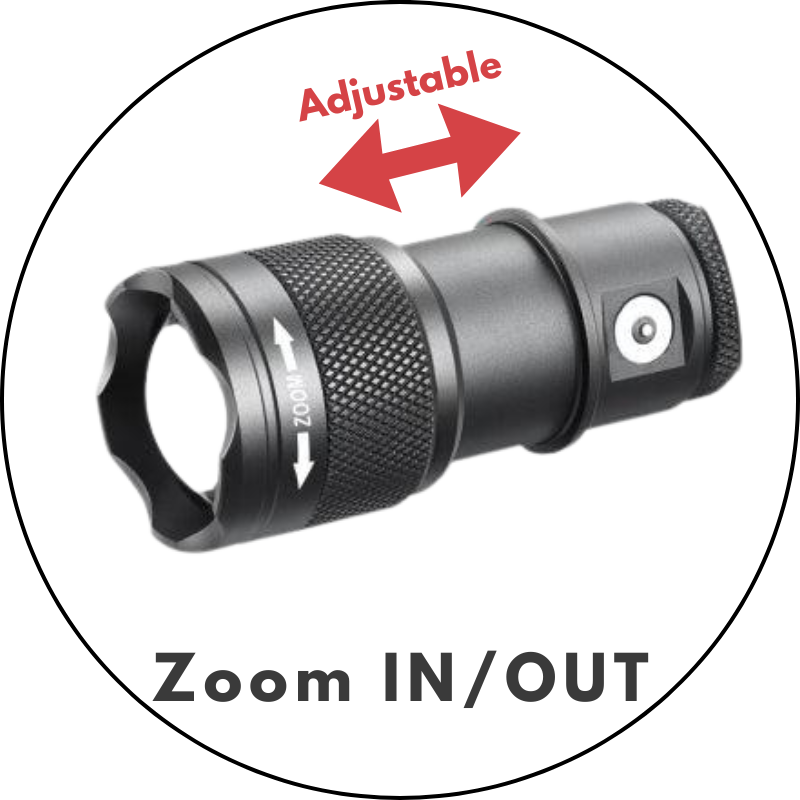FlexBeam 1200LM Thread-Zoom Hunting Flashlight 700M Range | Black