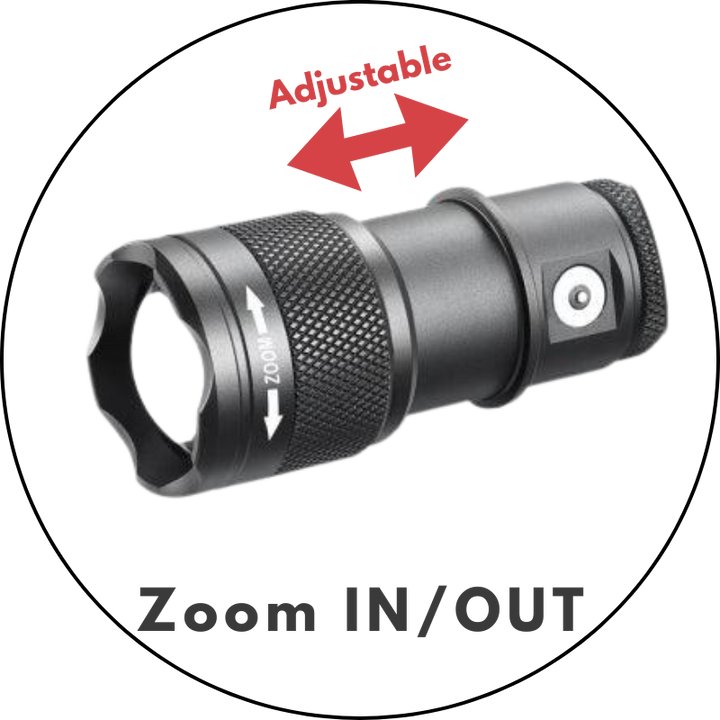 FlexBeam 1200LM Thread-Zoom Hunting Flashlight 700M Range | Black