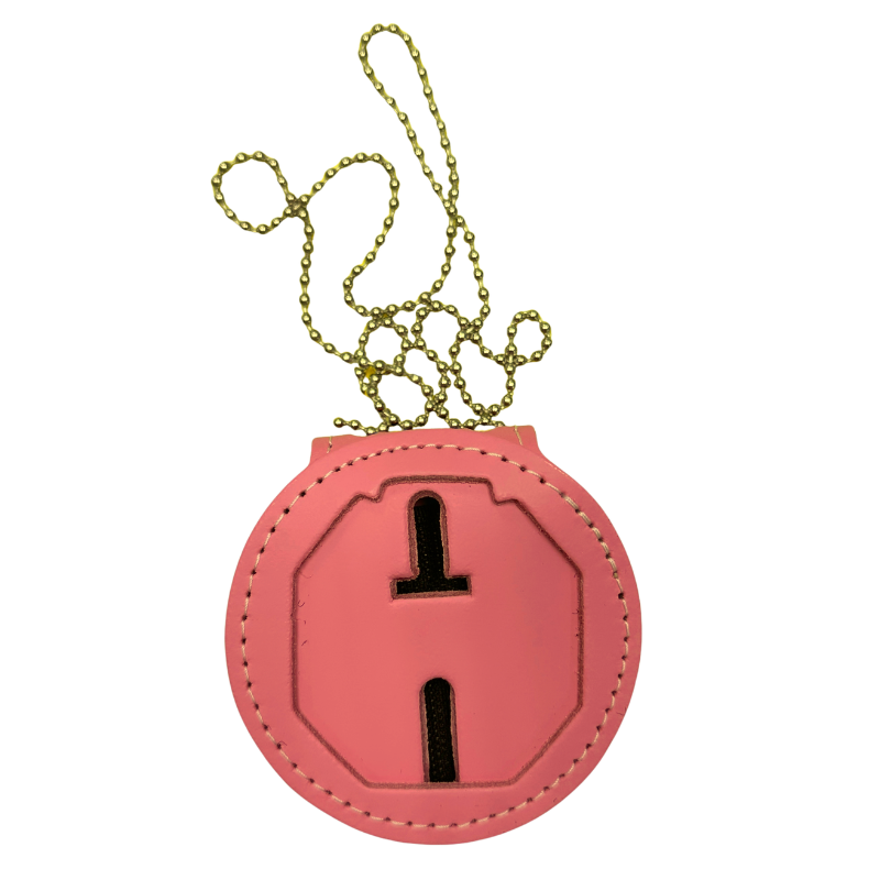 REC. BELT CLIP BADGE HLDR W PKT &amp; CHAIN | Pink