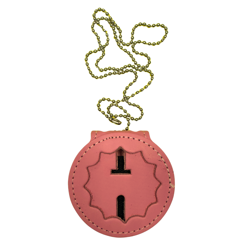 REC. BELT CLIP BADGE HLDR W PKT &amp; CHAIN | Pink
