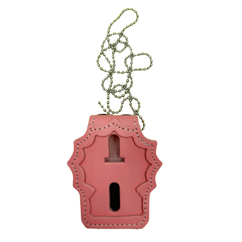 REC. BELT CLIP BADGE HLDR W PKT &amp; CHAIN | Pink