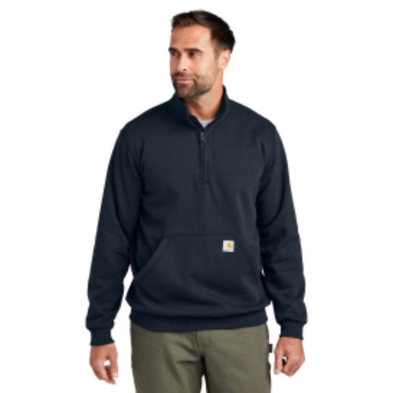Loose Fit Midweight Quarter-Zip Mock-Neck Sweatshirt | Black, Navy