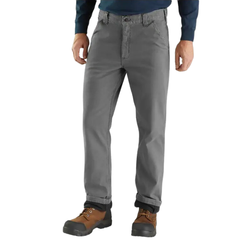 Rugged Flex® Relaxed Fit Canvas Knit-Lined Utility Work Pant | Gravel