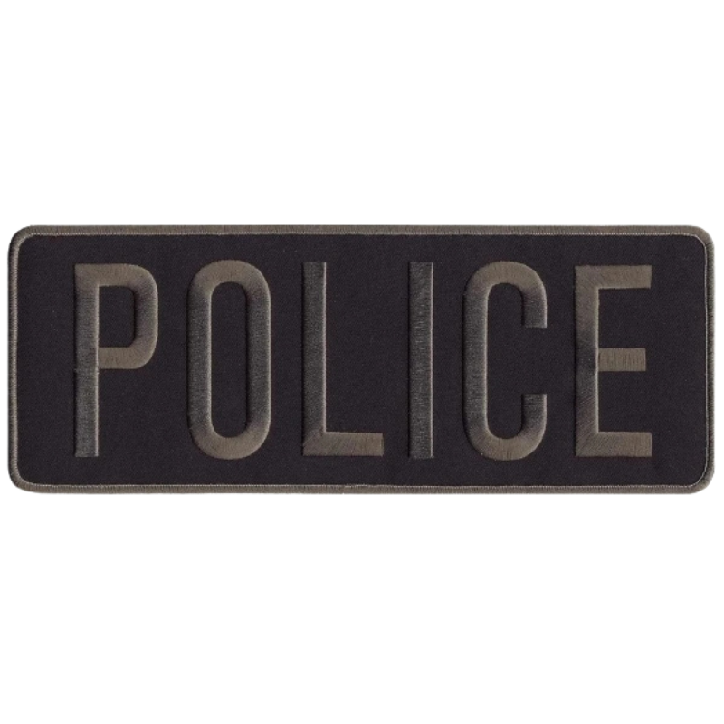 Police Back Patch, 11x4", Sew On | Grey/Midnight