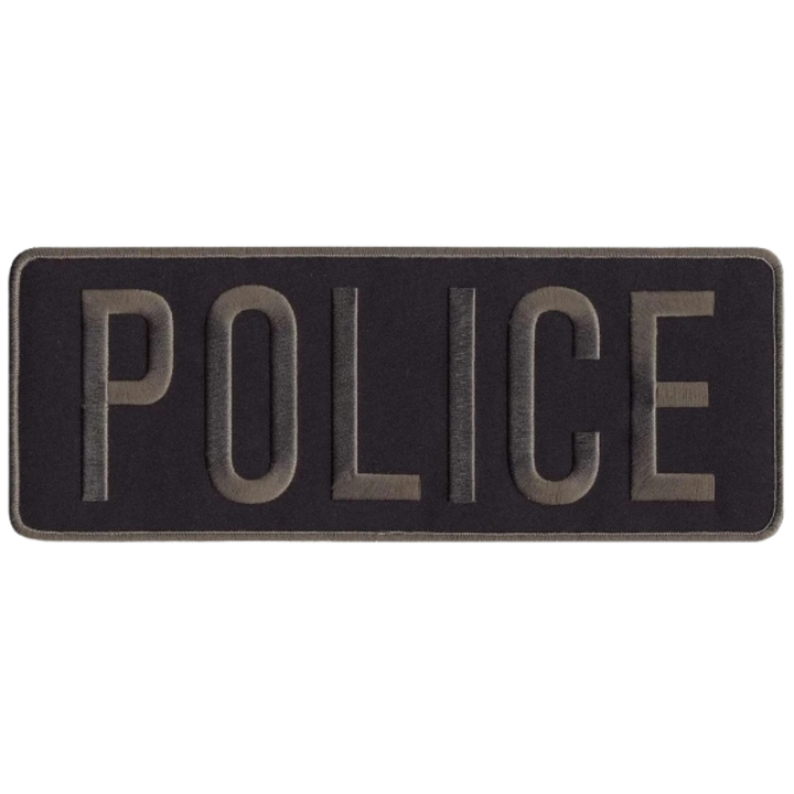 Police Back Patch, 11x4", Sew On | Grey/Midnight