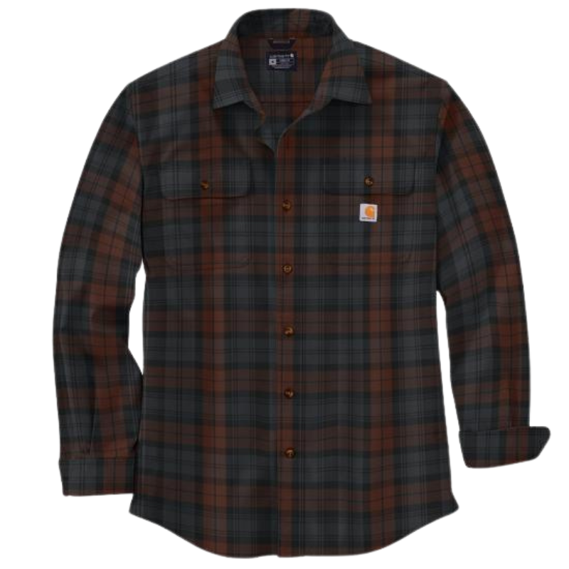 Loose Fit Heavyweight Flannel Long-Sleeve Plaid Shirt | Mocha