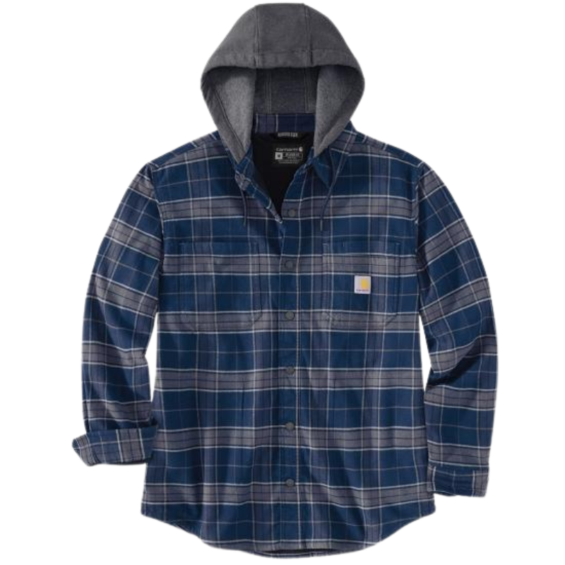 Rugged Flex Relaxed Fit Flannel Fleece Lined Hooded Shirt Jac | Navy