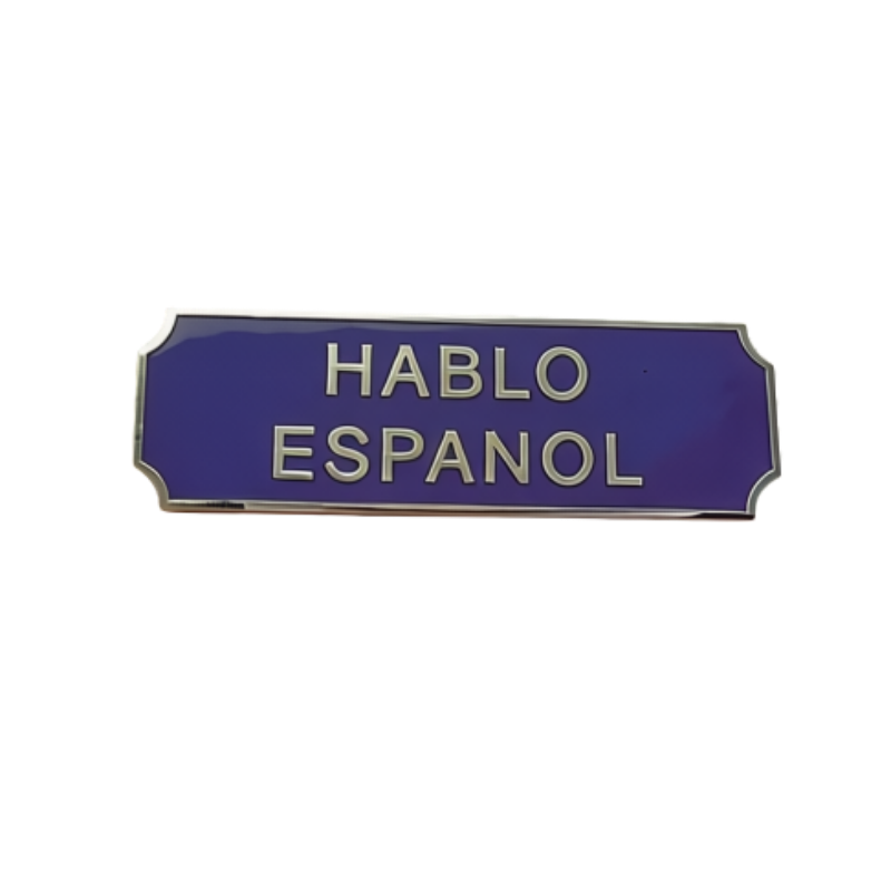 Hablo Espanol Breast Bar | Blue / Silver
