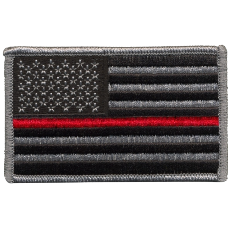 Foward Facing U.S Flag Patch Red Line | Grey/Black