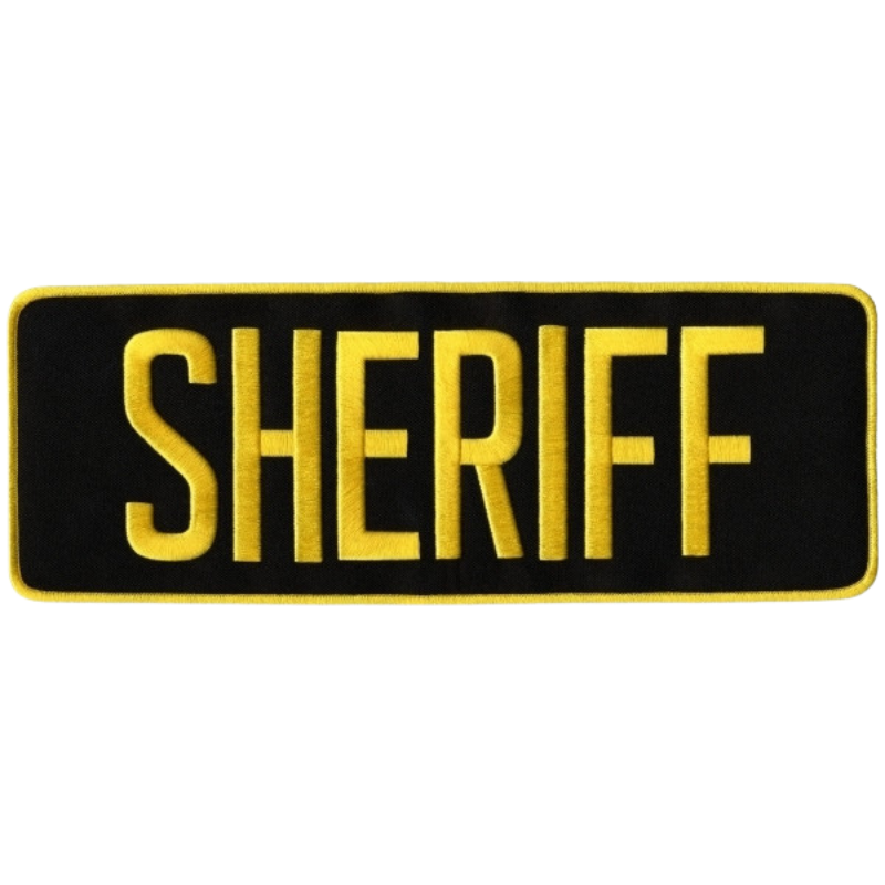 Sheriff Back Patch, 11x4", Sew On | Medium Gold/Black