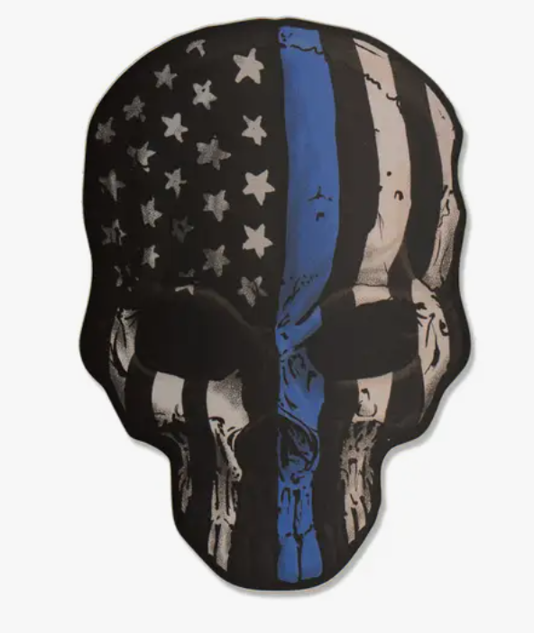 Blue Line Skull Sticker