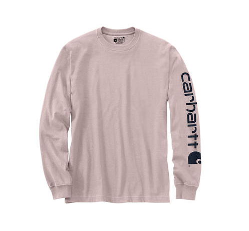 Carhartt Loose Fit Heavyweight Long Sleeve Logo Sleeve Graphic T-Shirt | Mink, Skystone