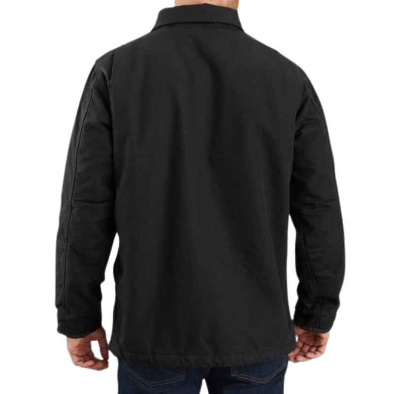 Loose Fit Washed Duck Sherpa-Lined Coat | Black