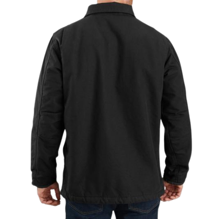 Loose Fit Washed Duck Sherpa-Lined Coat | Black