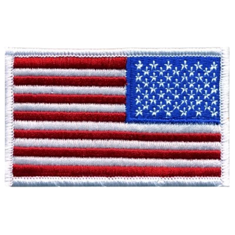 Reverse U.S. Flag Patch w/ Velcro | Full Color / White Border