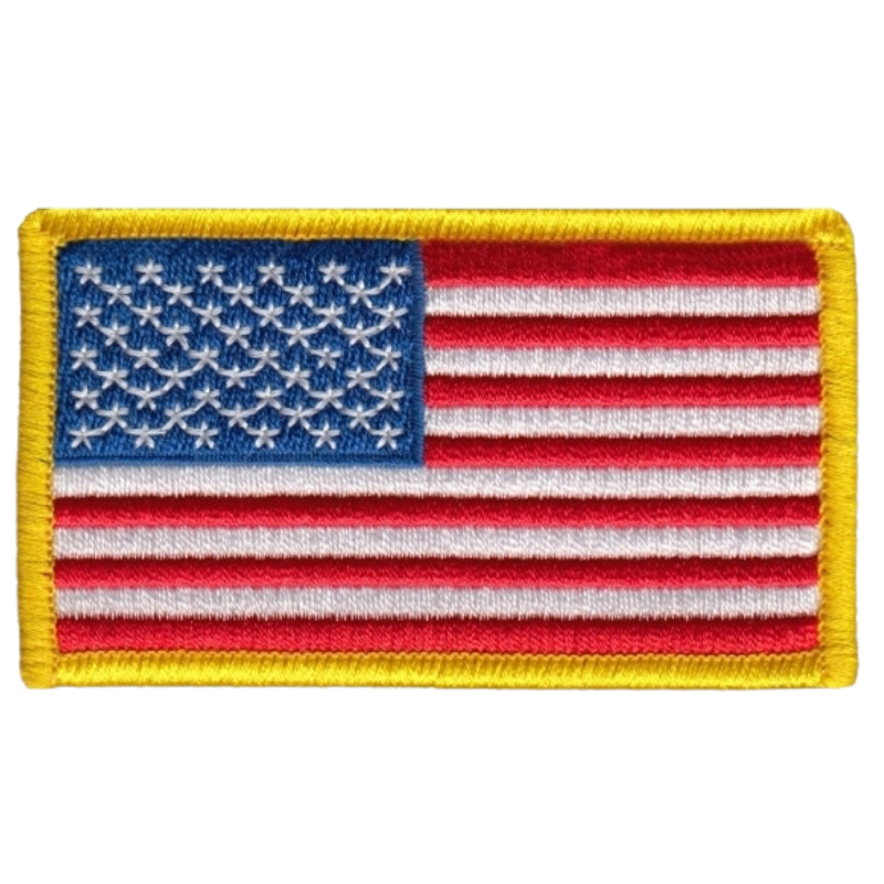 U.S Flag Patch w/ Velcro | Full Color / Gold Border