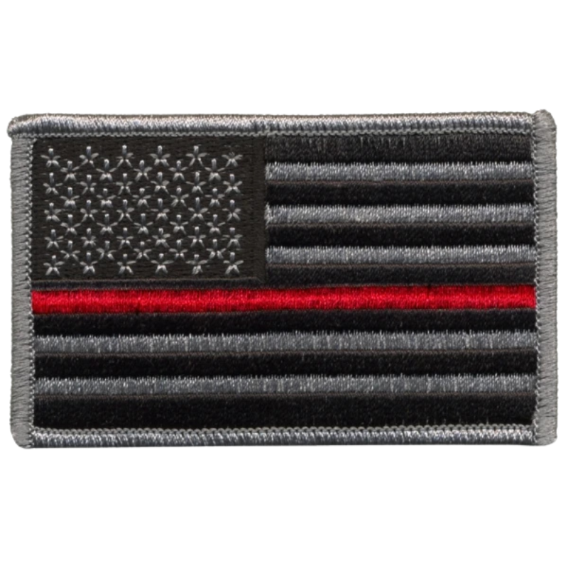 U.S. Flag Patch Red Stripe w/ Velcro | Grey / Black