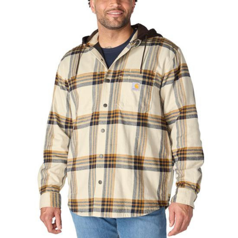 Rugged Flex™ Relaxed Fit Flannel Fleece Lined Hooded Shirt Jac | Cobblestone