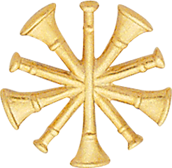 Bugles 5x Cut Out Crossed Pair - Collar Brass Insignia | Gold