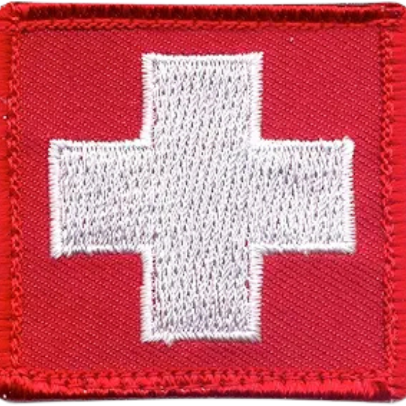 White Cross Red Morale Patch w/ Velcro | RED