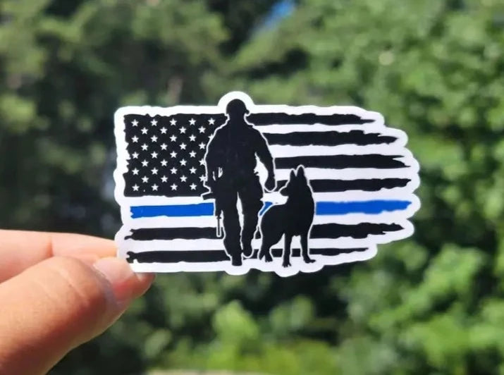 Thin Blue Line K9 Flag Sticker