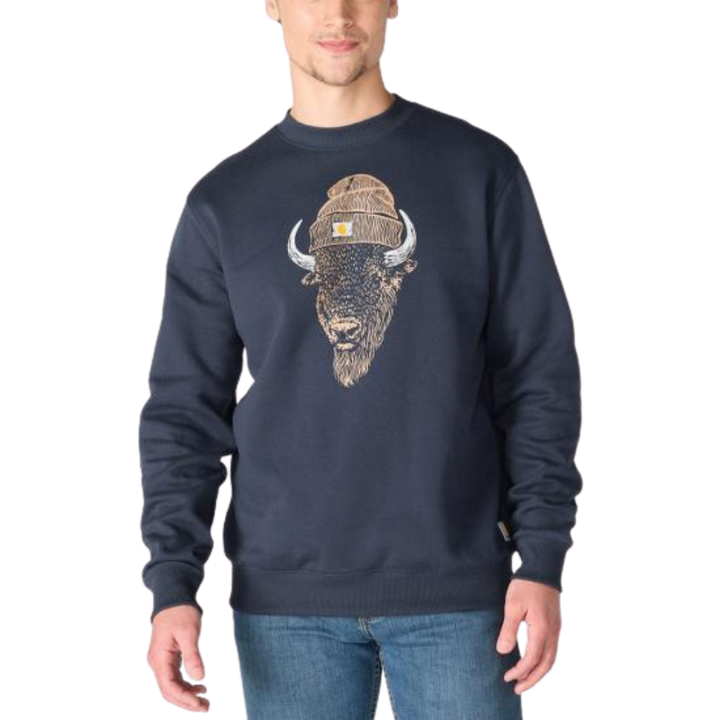 Sawyer Bison Crewneck Sweatshirt | Navy