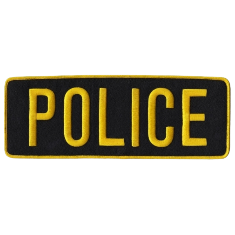 Police Back Patch, 11x4", Sew on | Medium Gold/Black